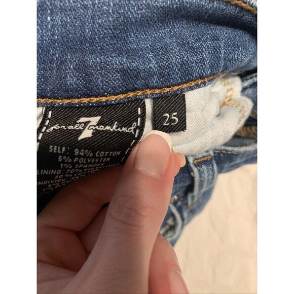 7 for all mankind Womens Blue Distressed Mid Rise Jean Denim Shorts 4.5” 25 - Picture 5 of 5